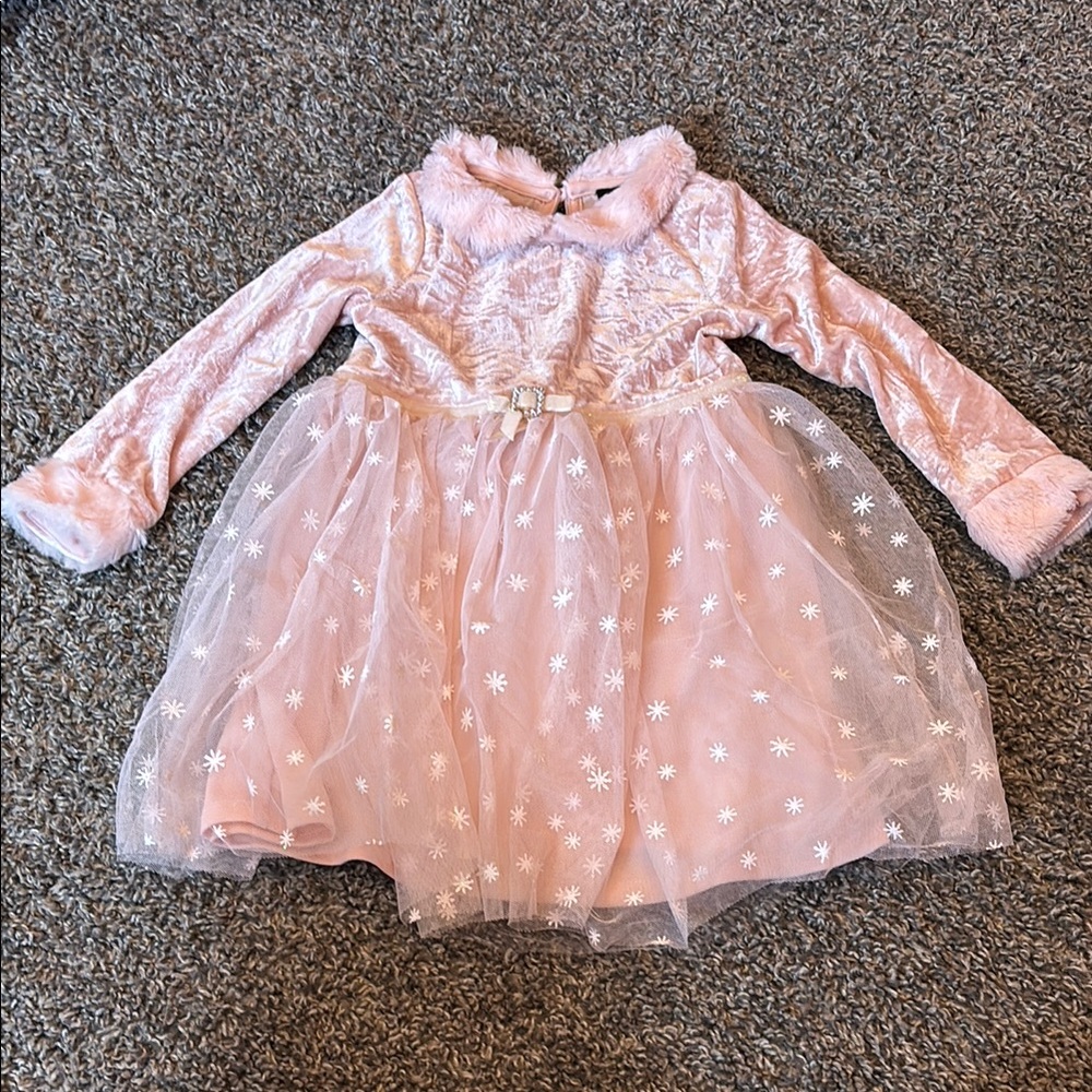 Pink Kids Velvet Tulle Dress